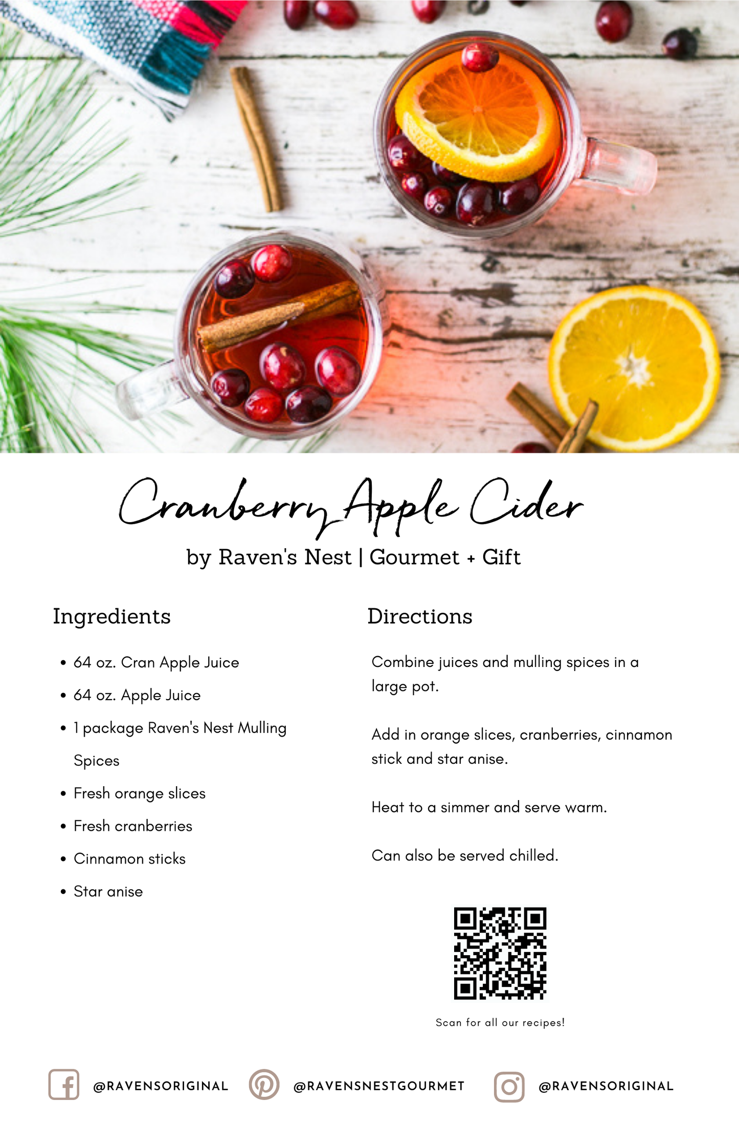Recipe Cards for Mulling Spices - Holidays