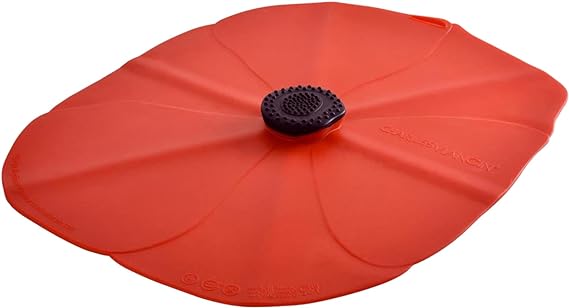 Charles Viancin - Poppy Oblong Lid Red - Silicone Lid for Food Storage and Cooking