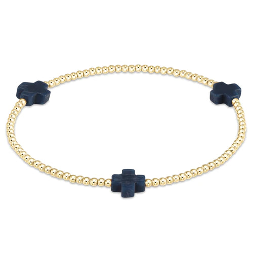 enewton Signature cross gold pattern 2mm bead bracelet