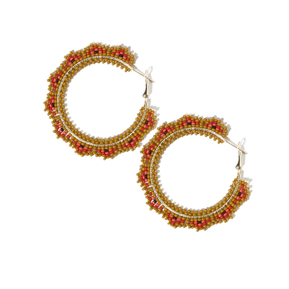 Ink+Alloy Eve Angles Beaded Hoop Earrings Citron