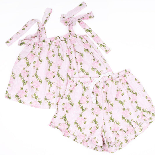 Vintage Rose Pink Tie Top Sleep Set
