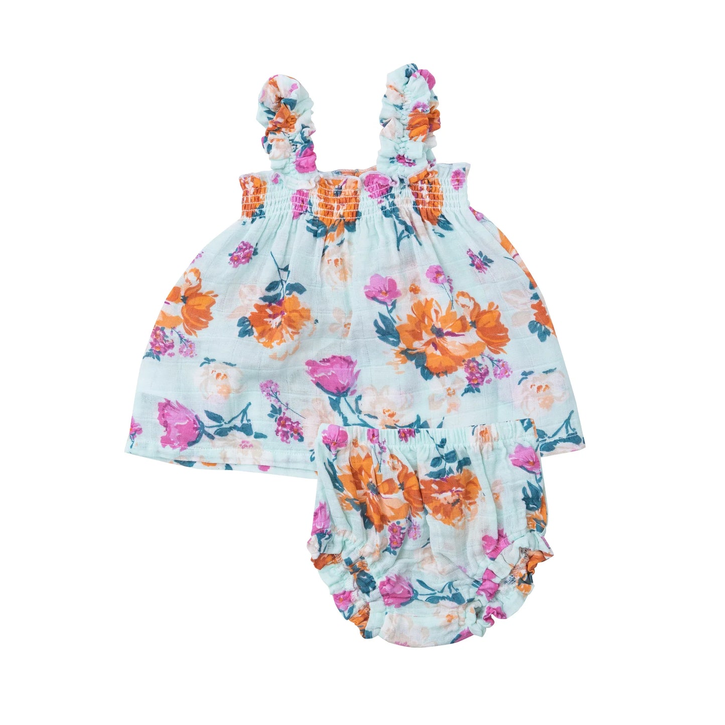 Angel Dear SOFT PETALS FLORAL RUFFLY STRAP TOP + BLOOMER SET