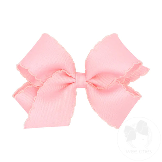 Wee Ones King Grosgrain Hair Bow with Matching Moonstitch Edge