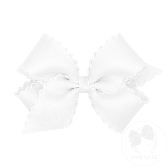 Wee Ones King Grosgrain Hair Bow with Matching Moonstitch Edge