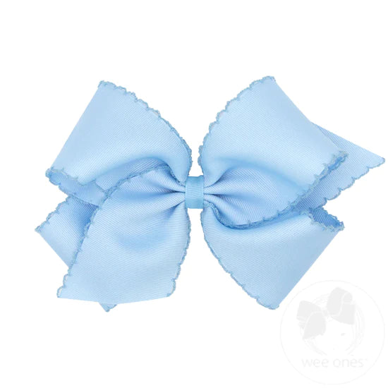 Wee Ones King Grosgrain Hair Bow with Matching Moonstitch Edge