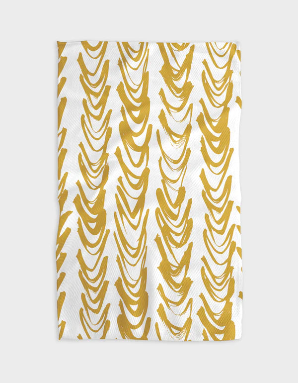 Geometry Gold Curtain Tea Towel