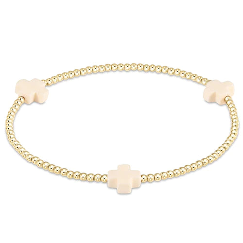 enewton Signature cross gold pattern 2mm bead bracelet