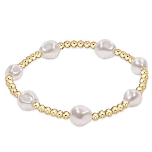 enewton Admire gold 3mm bead bracelet - pearl