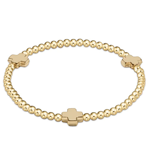 enewton Signature cross gold pattern 3mm bead bracelet - gold