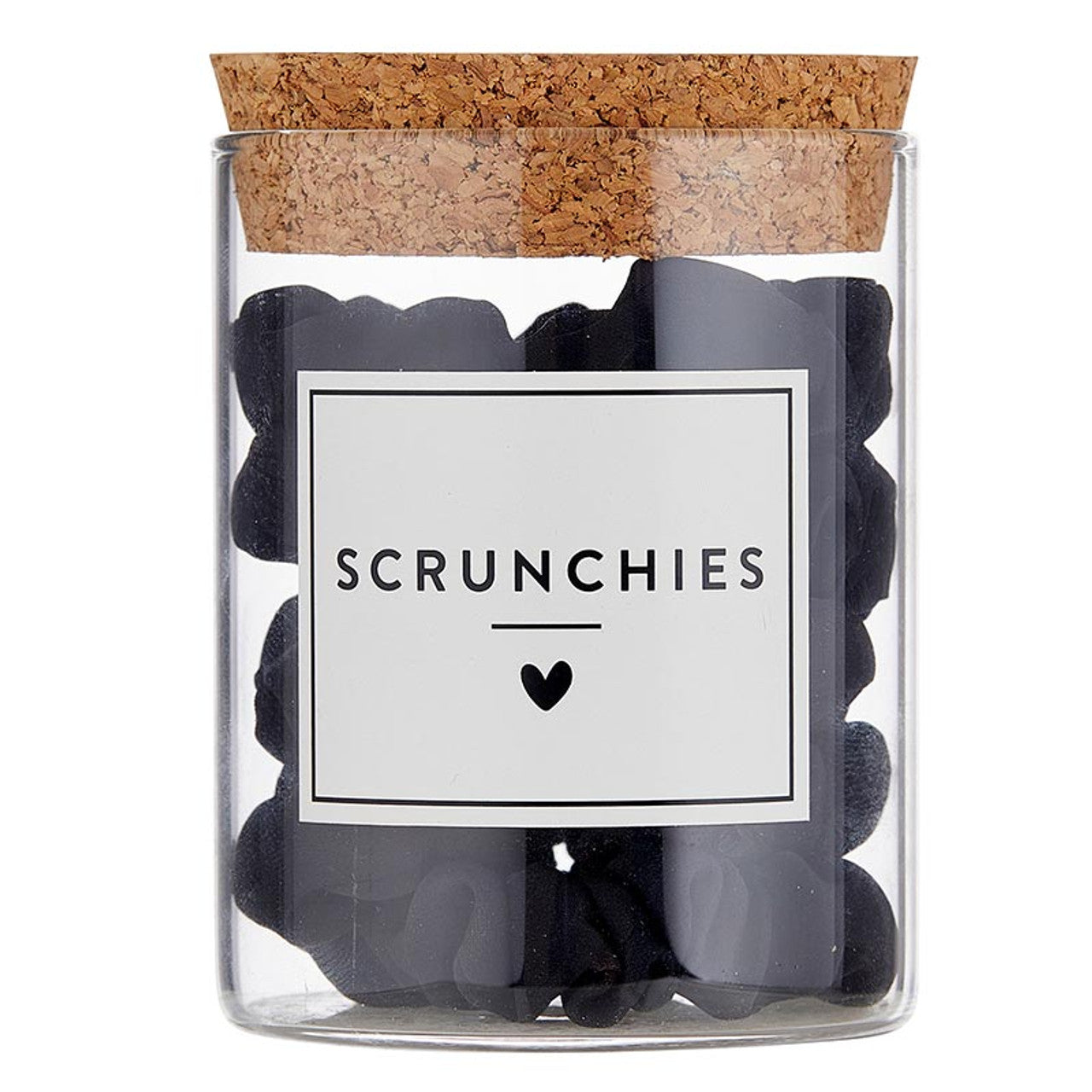 Bella il Flore Satin Scrunchies Jar - Black Solid