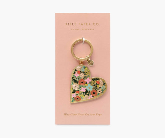 Rifle Paper Co. Floral Heart Enamel Keychain