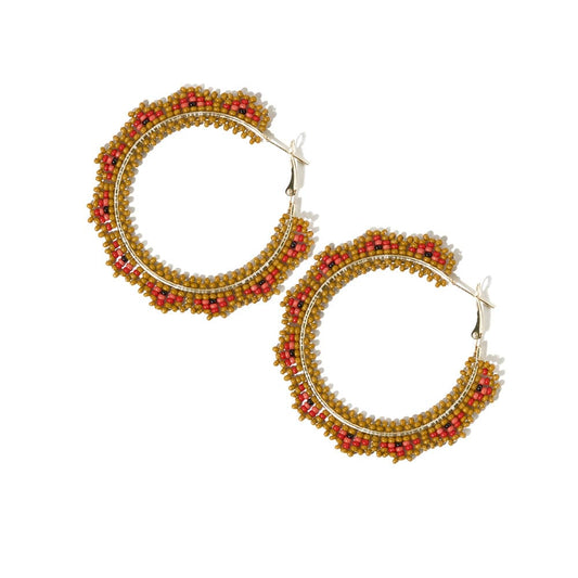 Ink+Alloy  Eve Angles Beaded Hoop Earrings Citron