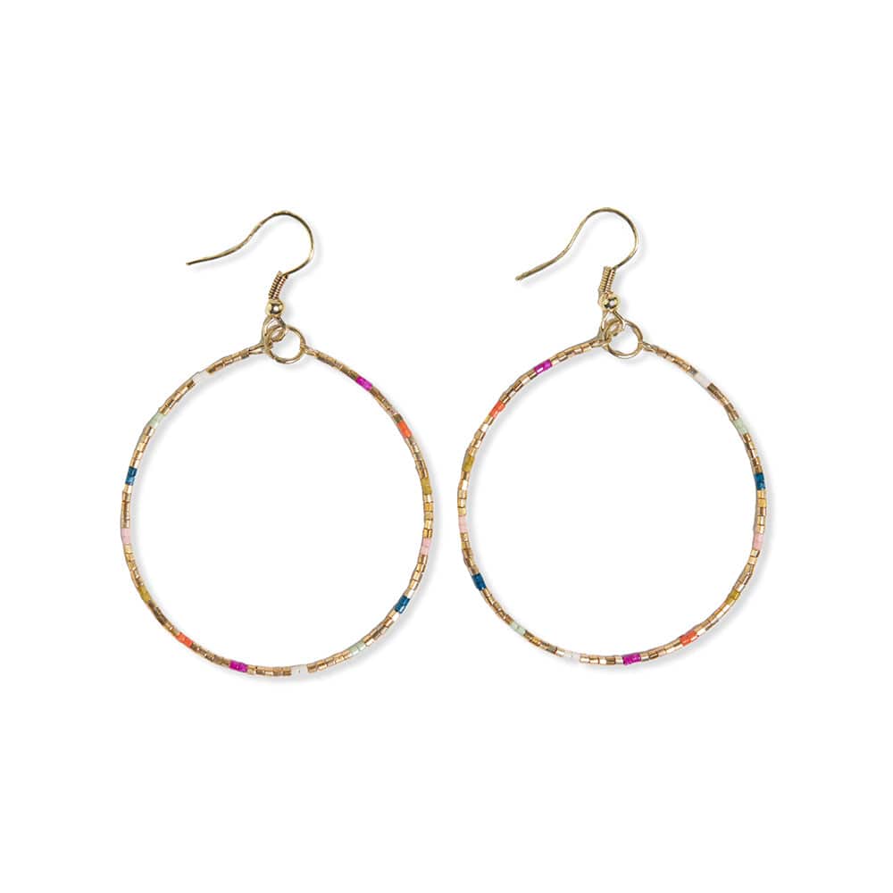 Ink+Alloy Kelly Checkered Beaded Hoop Earrings Rainbow